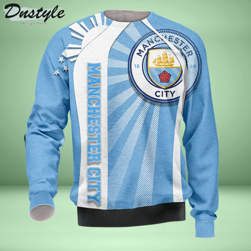 Manchester City all over printed hoodie tshirt