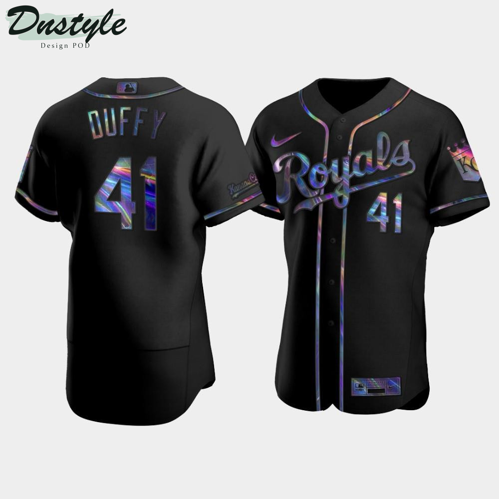 Men’s Kansas City Royals Danny Duffy #41 Black Golden Edition Holographic Jersey MLB Jersey