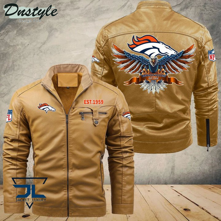 Denver Broncos Eagle Fleece Leather Jacket