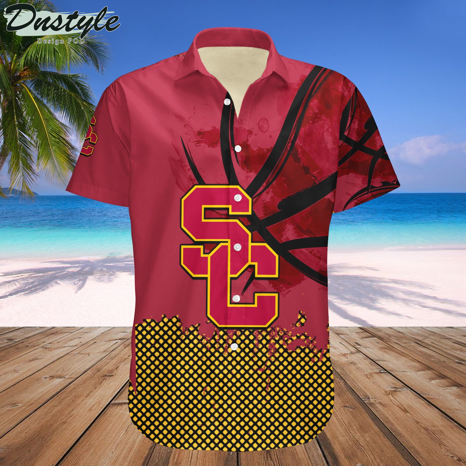 USC Trojans Basketball Net Grunge Pattern Hawaii Shirt