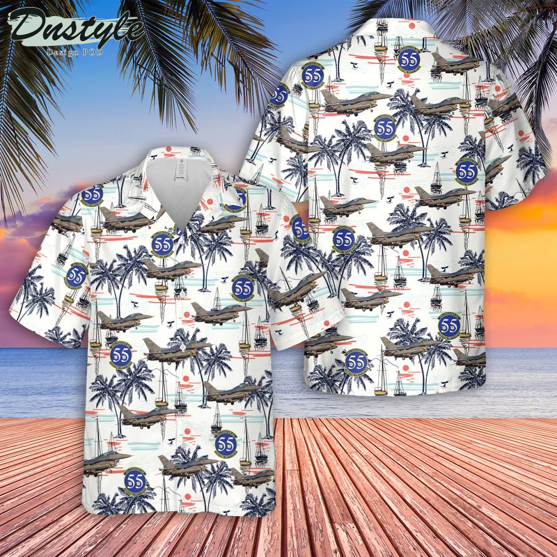 US Air Force 55th Fighter Squadron F-16C Fighting Falcon Hawaiian Shirt