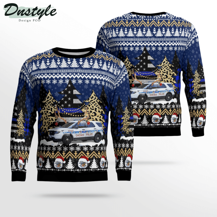 Chicago Police Department CPD Ford Interceptor Utility Ugly Merry Christmas Sweater