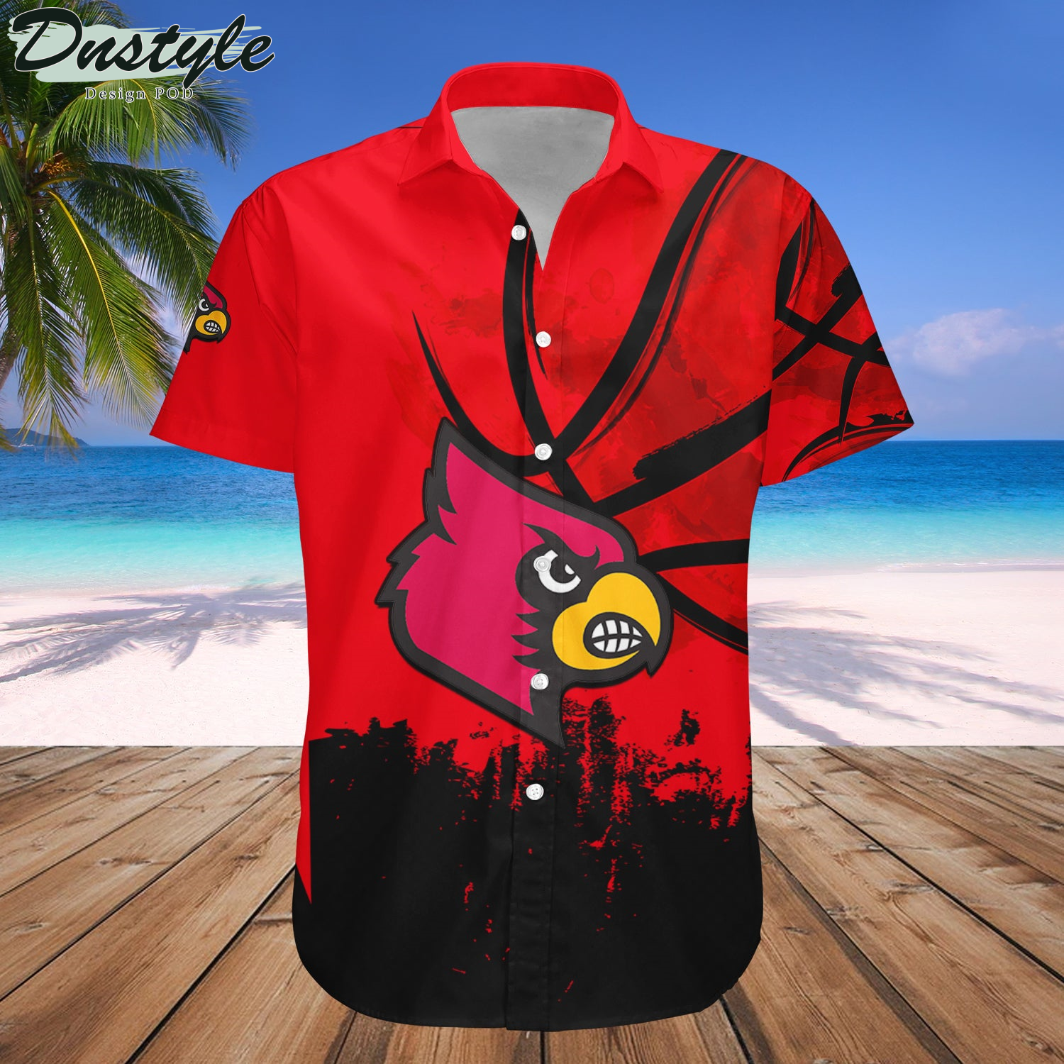 Louisville Cardinals Basketball Net Grunge Pattern Hawaii Shirt