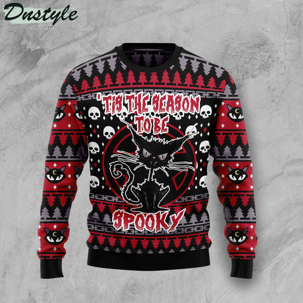 Black Cat Spooky Halloween Ugly Christmas Sweater