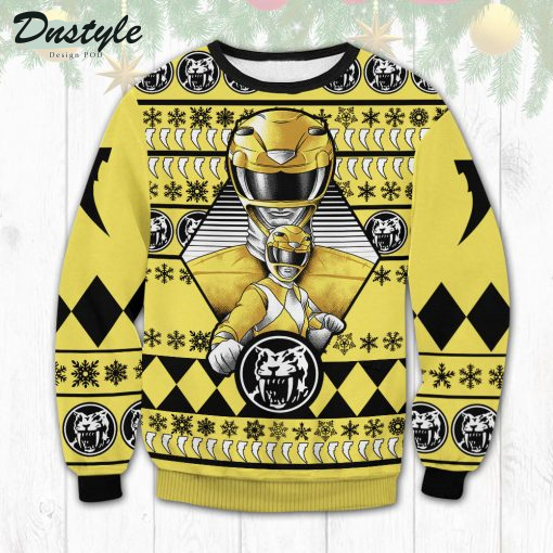 Yellow Power Rangers Snow Ugly Sweater