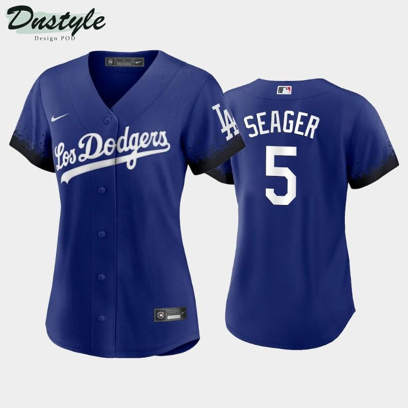 2021 City Connect Dodgers #5 Corey Seager Royal Women’s Jersey MLB Jersey