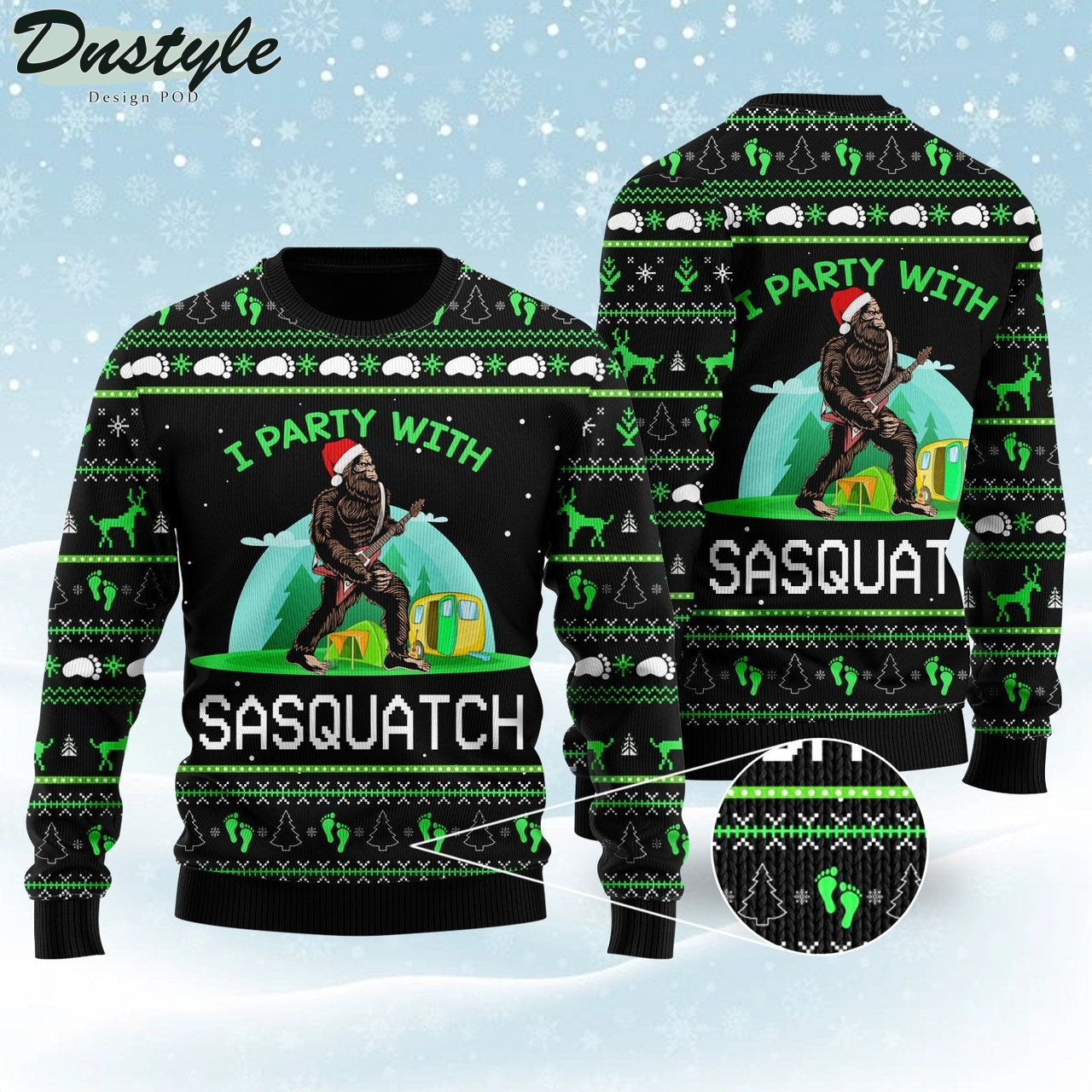 Im Party With Sasquatch Camping Ugly Christmas Sweater