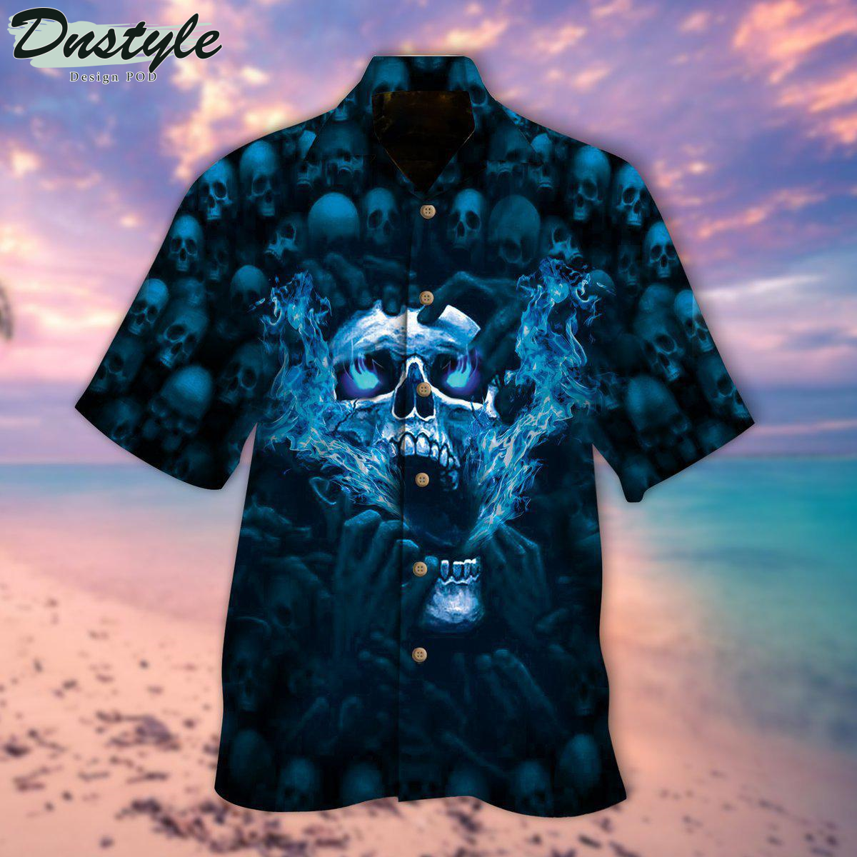 Blue Skull Halloween Hawaiian Shirt