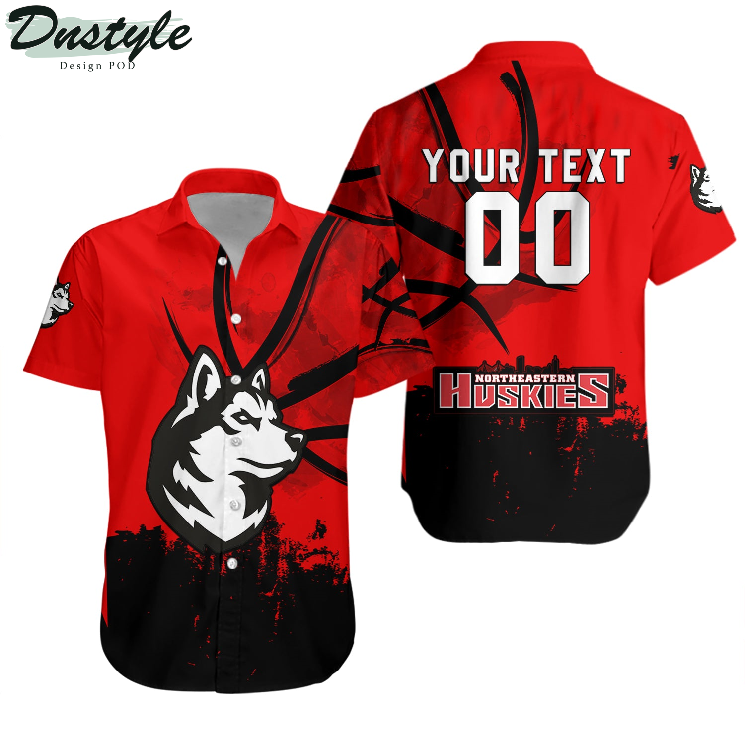 Northeastern Huskies Basketball Net Grunge Pattern Hawaii Shirt