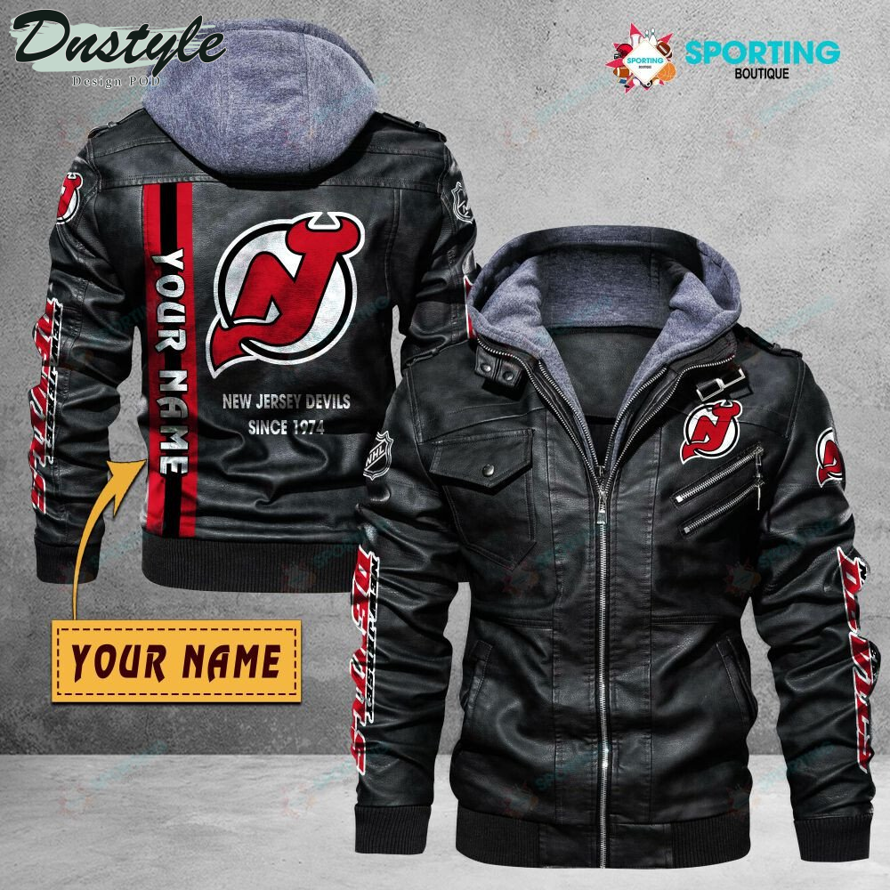 New Jersey Devils custom name leather jacket