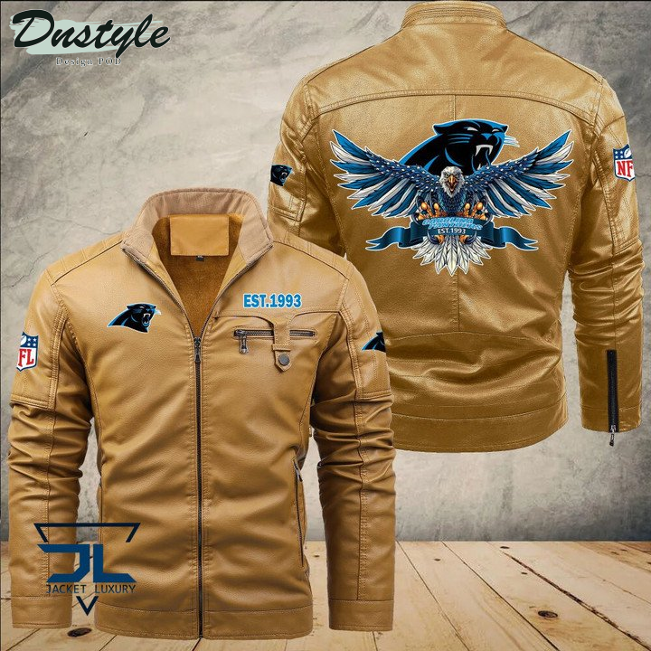 Carolina Panthers Eagle Fleece Leather Jacket