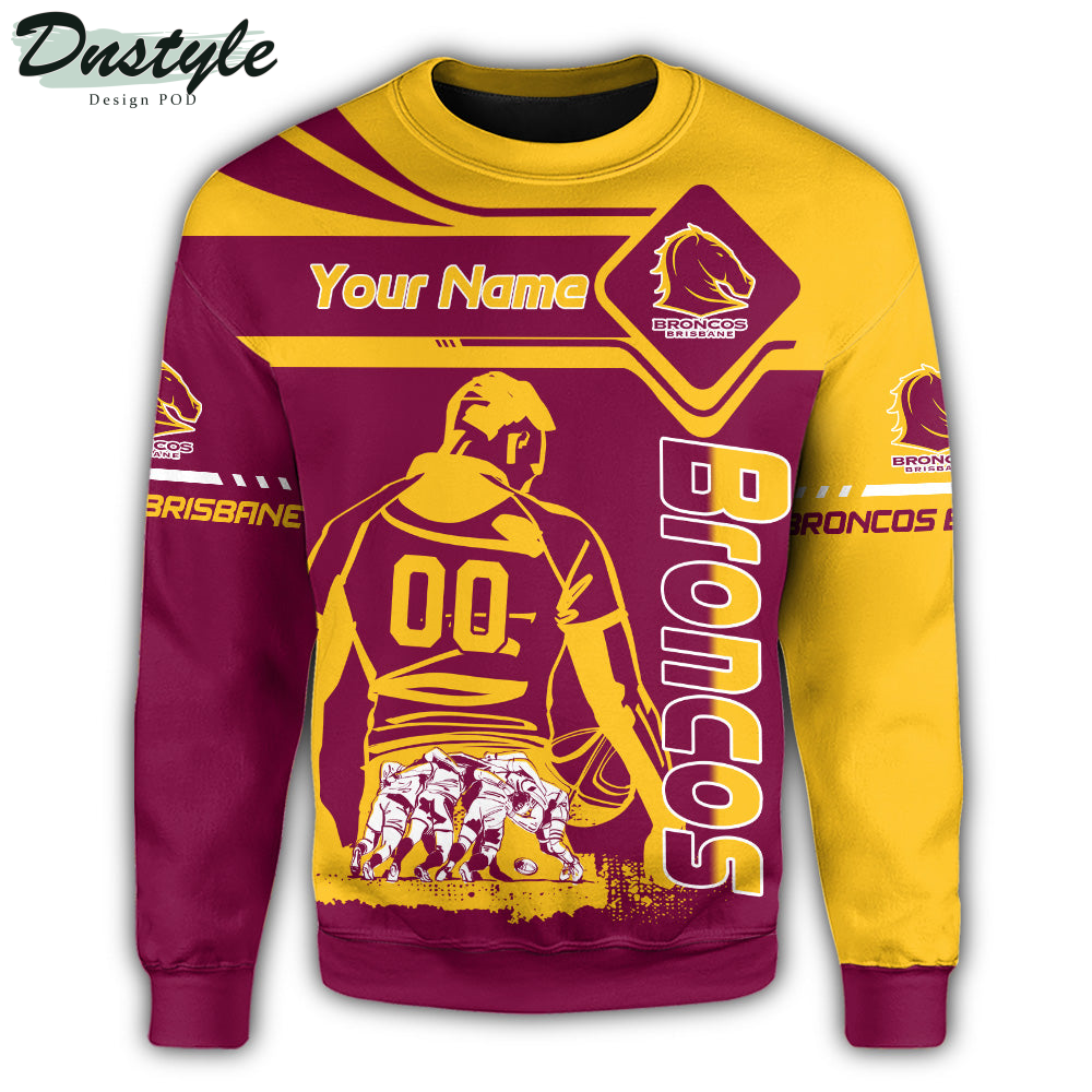 Brisbane Broncos Sweatshirt NRL Pentagon Style Personalized