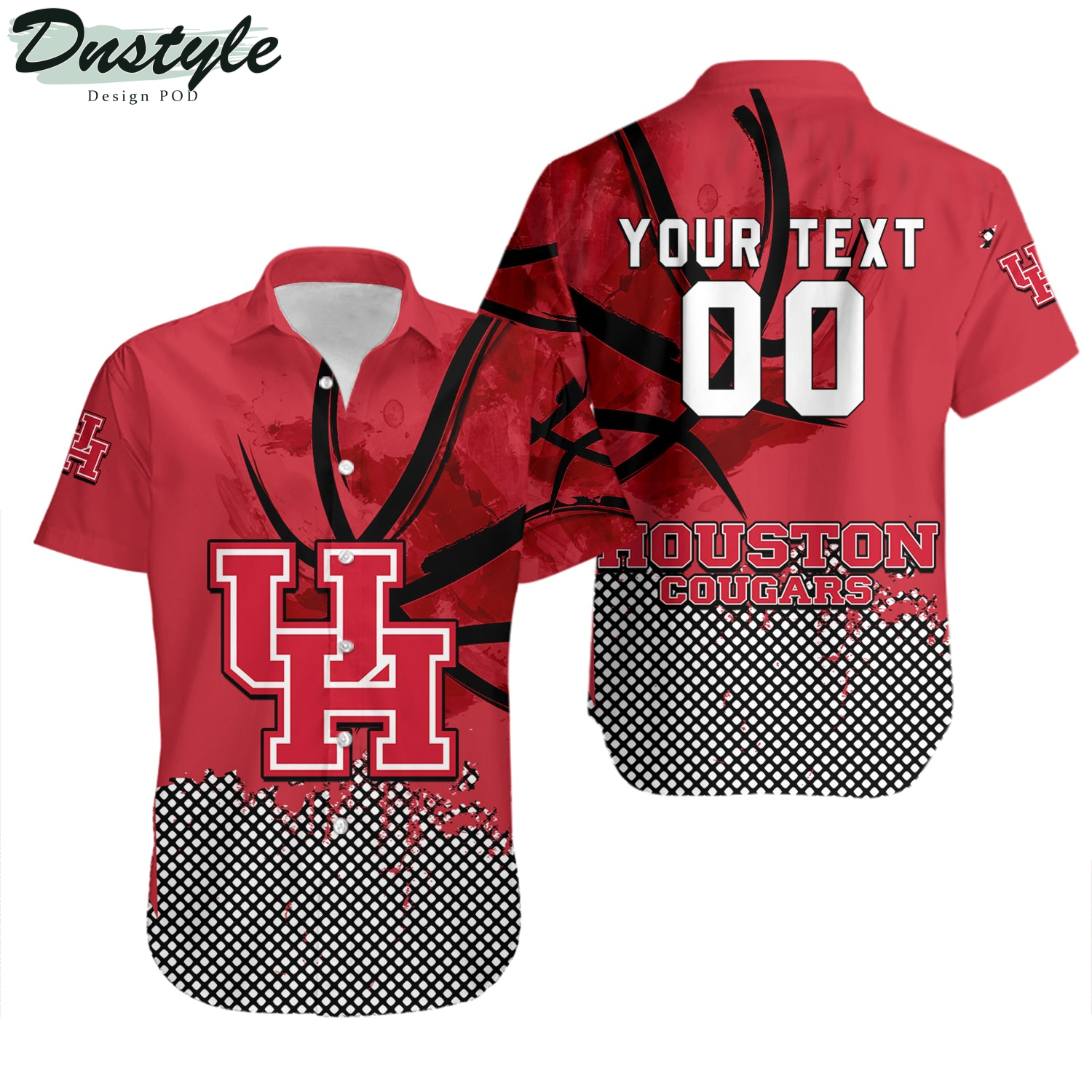 Houston Cougars Basketball Net Grunge Pattern Hawaii Shirt