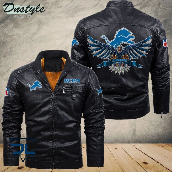 Detroit Lions Eagle Fleece Leather Jacket