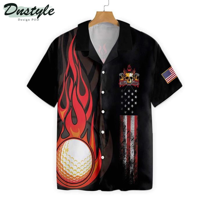 Golf Flame American Flag Hawaiian Shirt