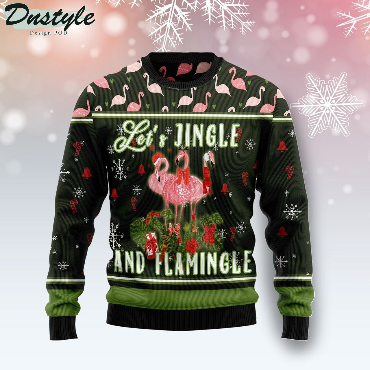 Lets Jingle And Flamingle Ugly Christmas Sweater