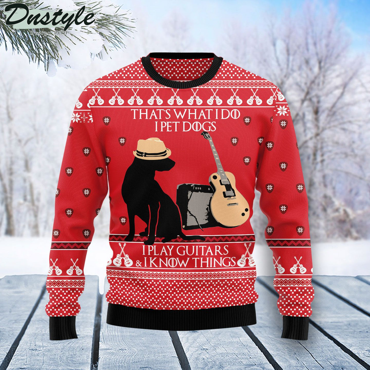 Dog Guitar Ugly Christmas Sweater