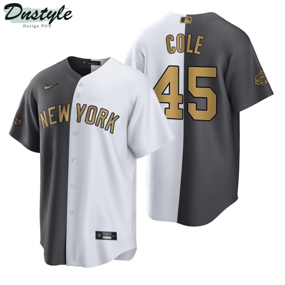 New York Yankees Gerrit Cole White Charcoal 2022 All-Star Game Split Jersey
