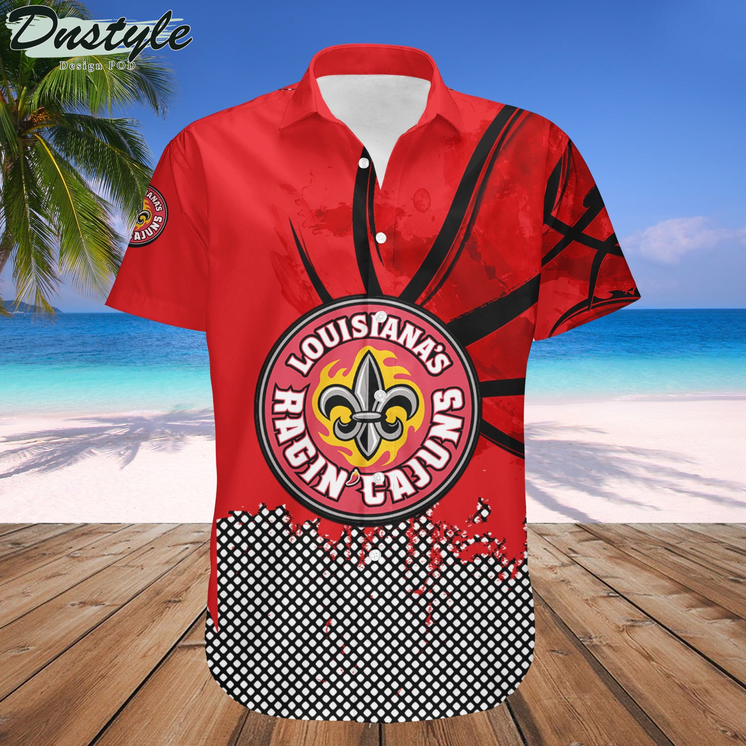 Louisiana Ragin Cajuns Basketball Net Grunge Pattern Hawaii Shirt