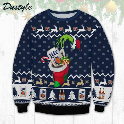 Lite Beer Grinch Hand Chirtsmas Snow Ugly Sweater