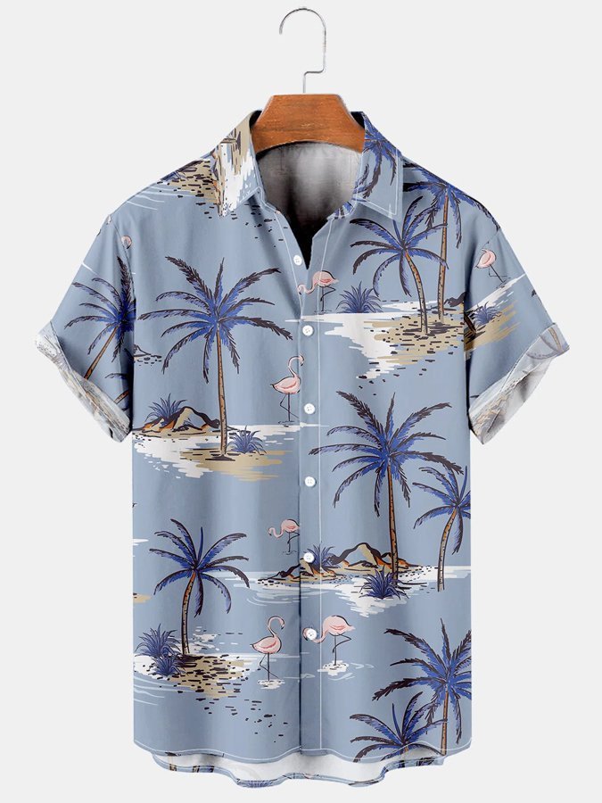 Holiday Leisure Plant Elements Coconut Tree And Toucan Hawaiian Shirt