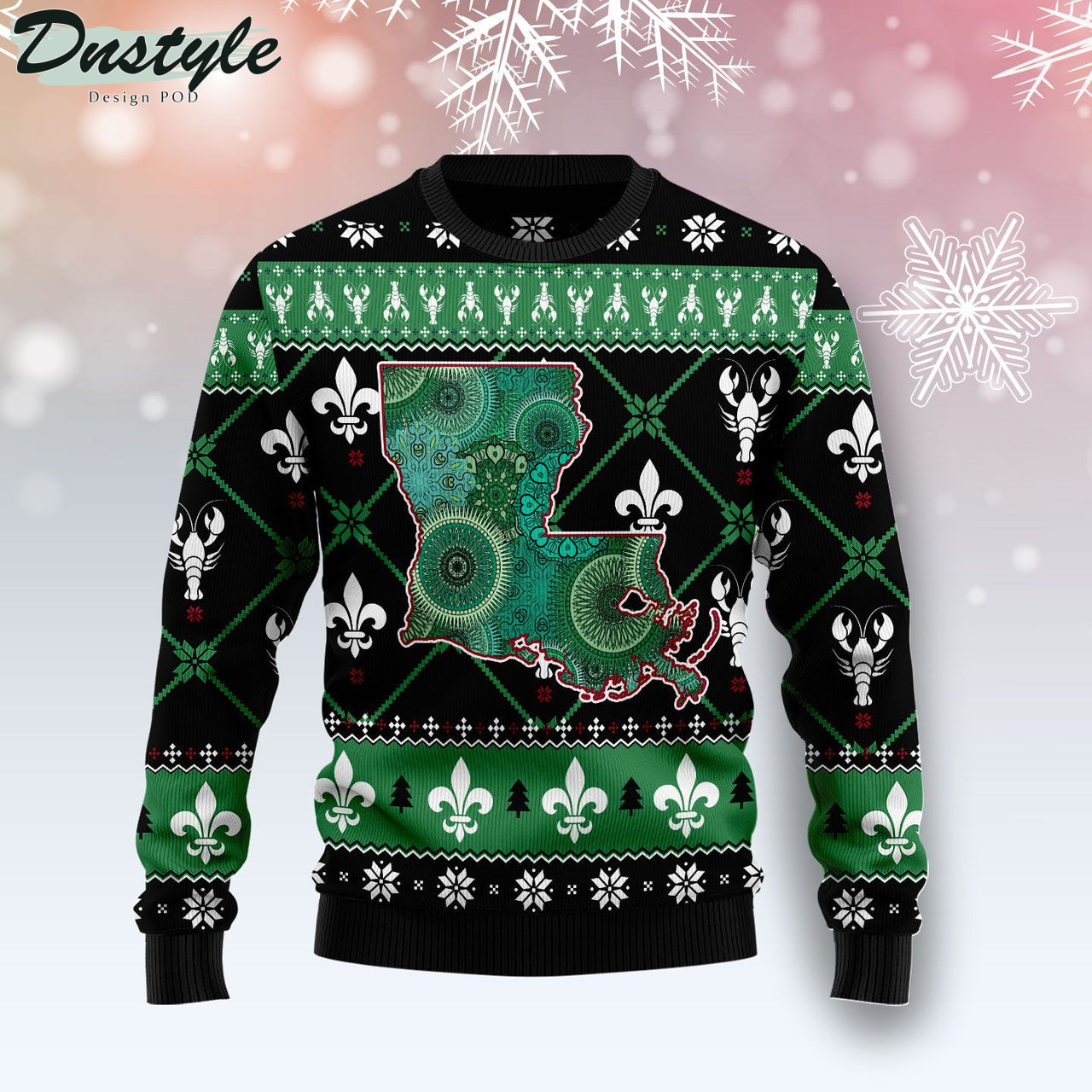 Louisiana USA Symbols Pattern Ugly Christmas Sweater