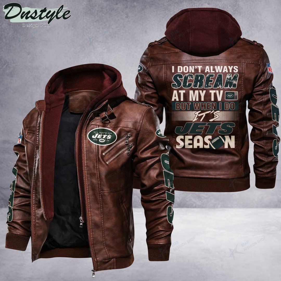 New York Jets I don’t Always Scream At My TV Leather Jacket