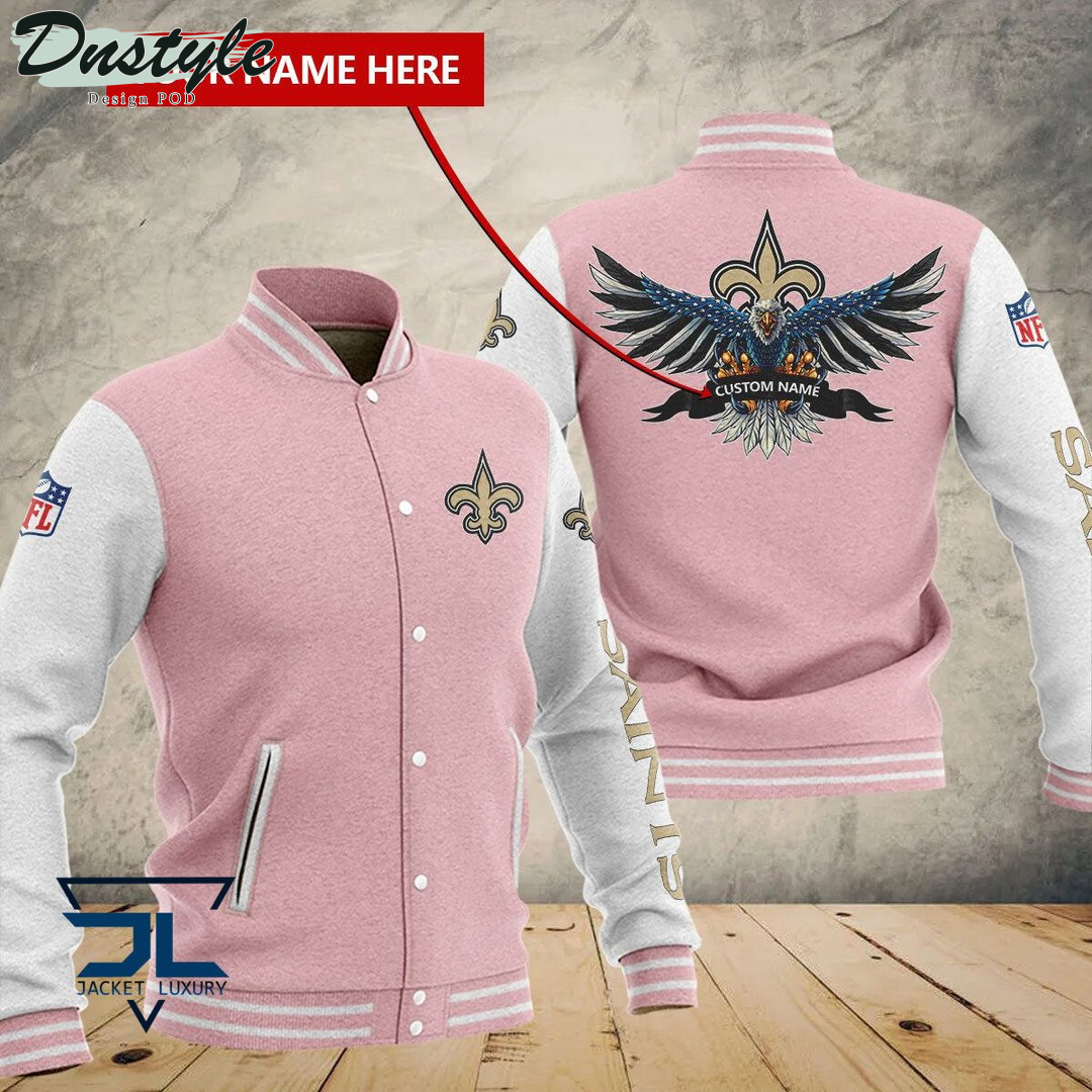New Orleans Saints Eagles Custom Name Baseball Jacket