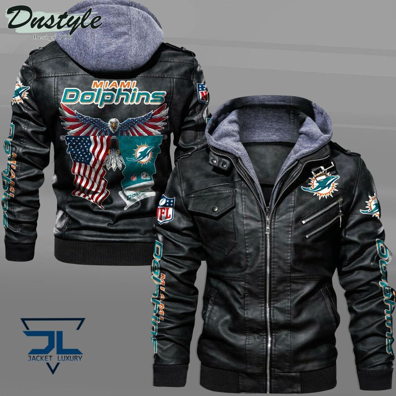 Miami Dolphins Eagles American Flag Leather Jacket