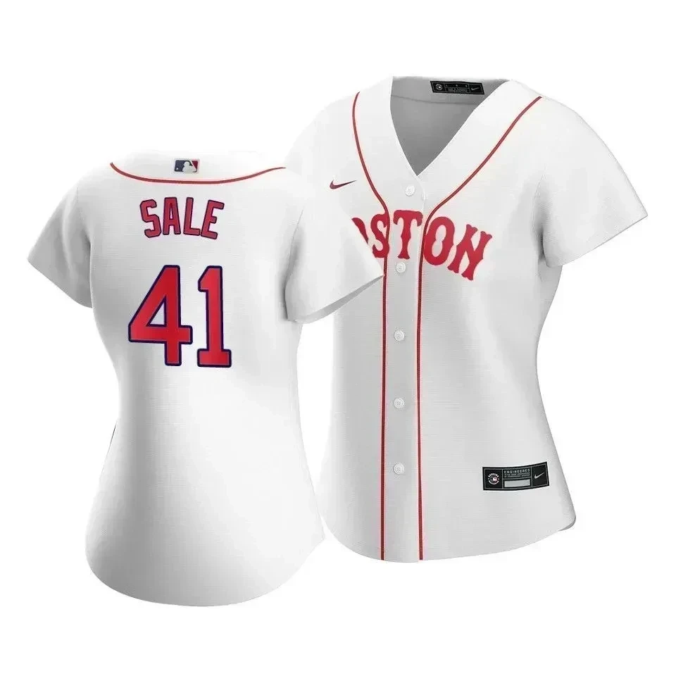 Red Sox Chris Sale #41 2021 Patriots' Day White Women MLB Jersey