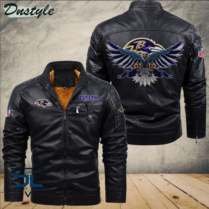 Baltimore Ravens Eagle Fleece Leather Jacket