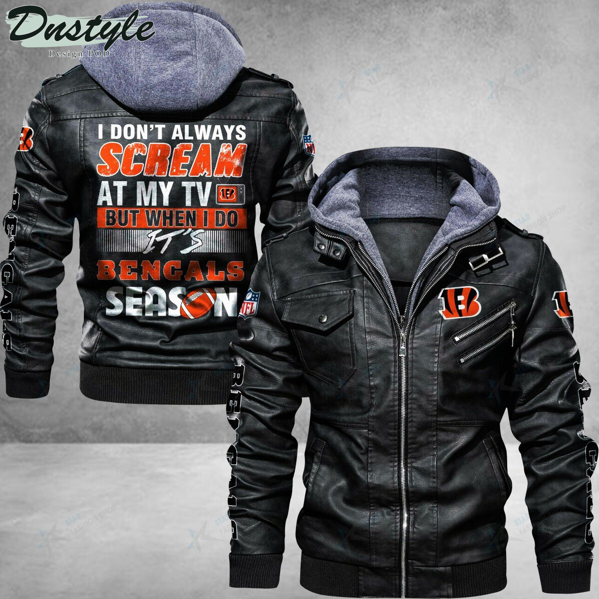 Cincinnati Bengals I don't Always Scream At My TV Leather Jacket