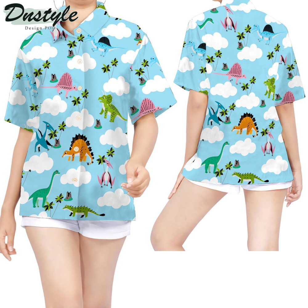 Cute Dinosaurs Girls In Daily Life Hawaiian Shirt