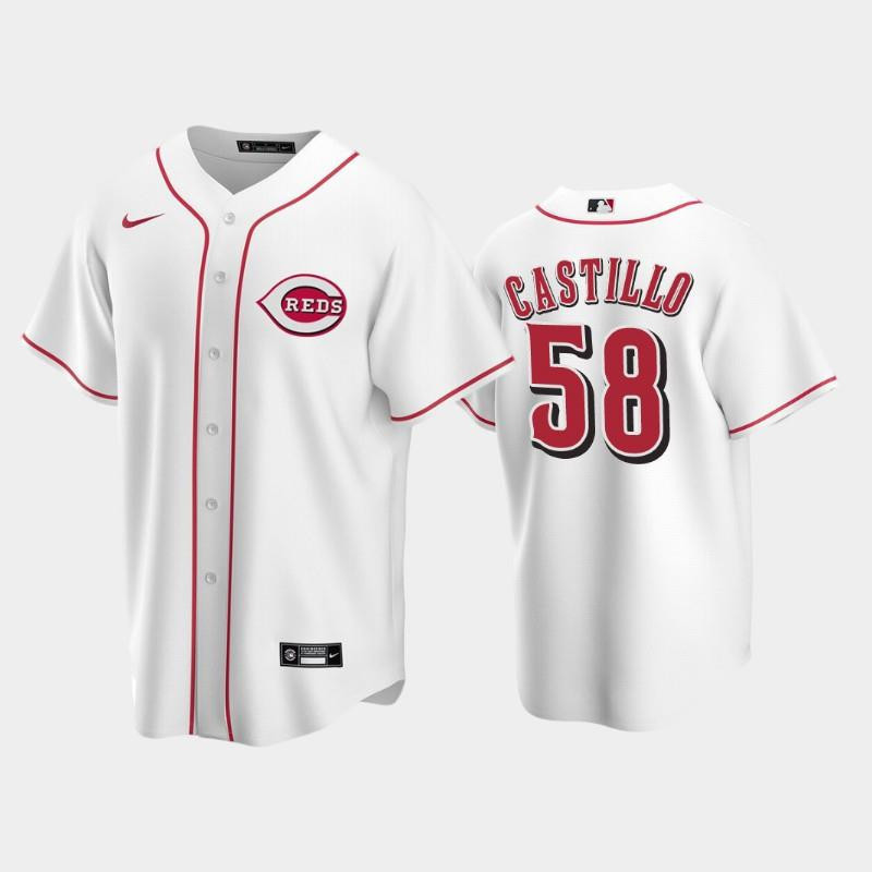 Home Reds #58 Luis Castillo White Jersey MLB Jersey