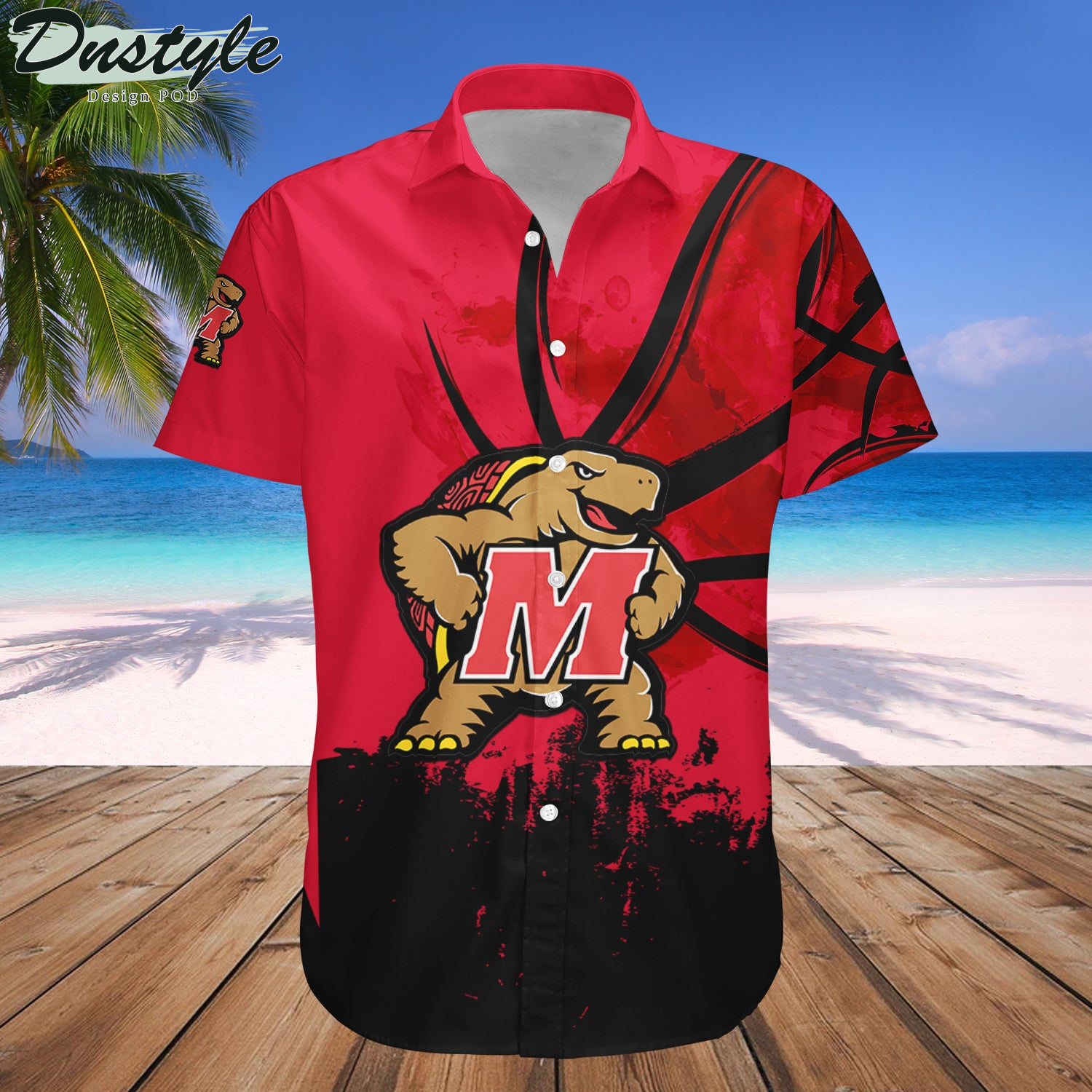 Maryland Terrapins Basketball Net Grunge Pattern Hawaii Shirt