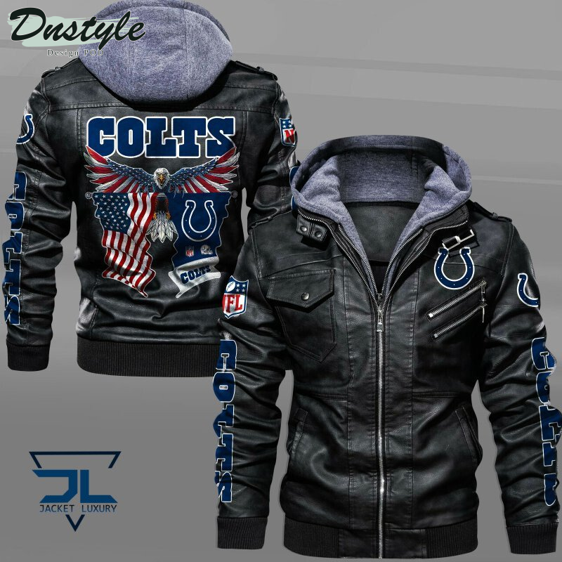 Indianapolis Colts Eagles American Flag Leather Jacket