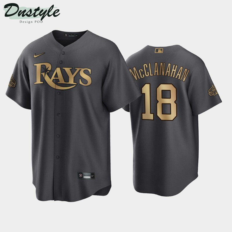 Tampa Bay Rays Shane McClanahan #18 2022 MLB All-Star Game AL Charcoal Jersey