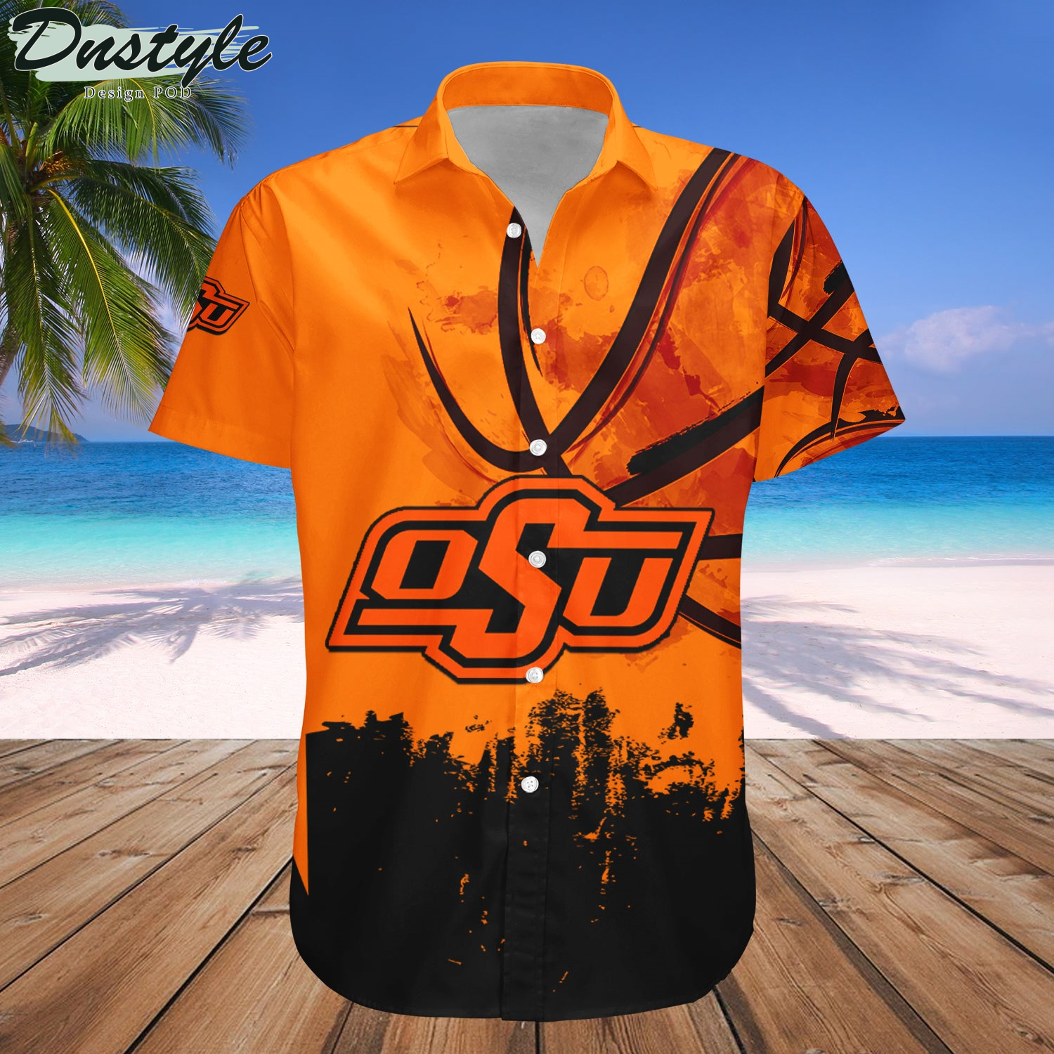 Oklahoma State Cowboys Basketball Net Grunge Pattern Hawaii Shirt