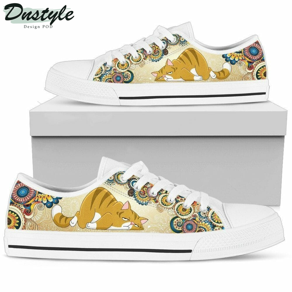 Funny Lazy Cat Low Top Shoes Sneakers