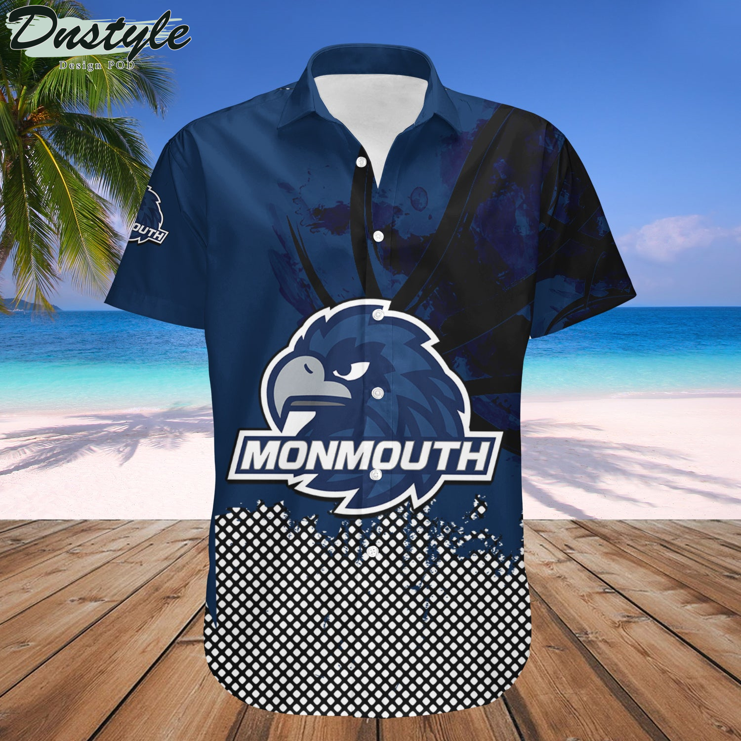 Monmouth Hawks Basketball Net Grunge Pattern Hawaii Shirt