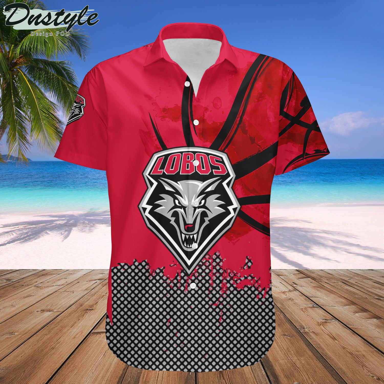New Mexico Lobos Basketball Net Grunge Pattern Hawaii Shirt