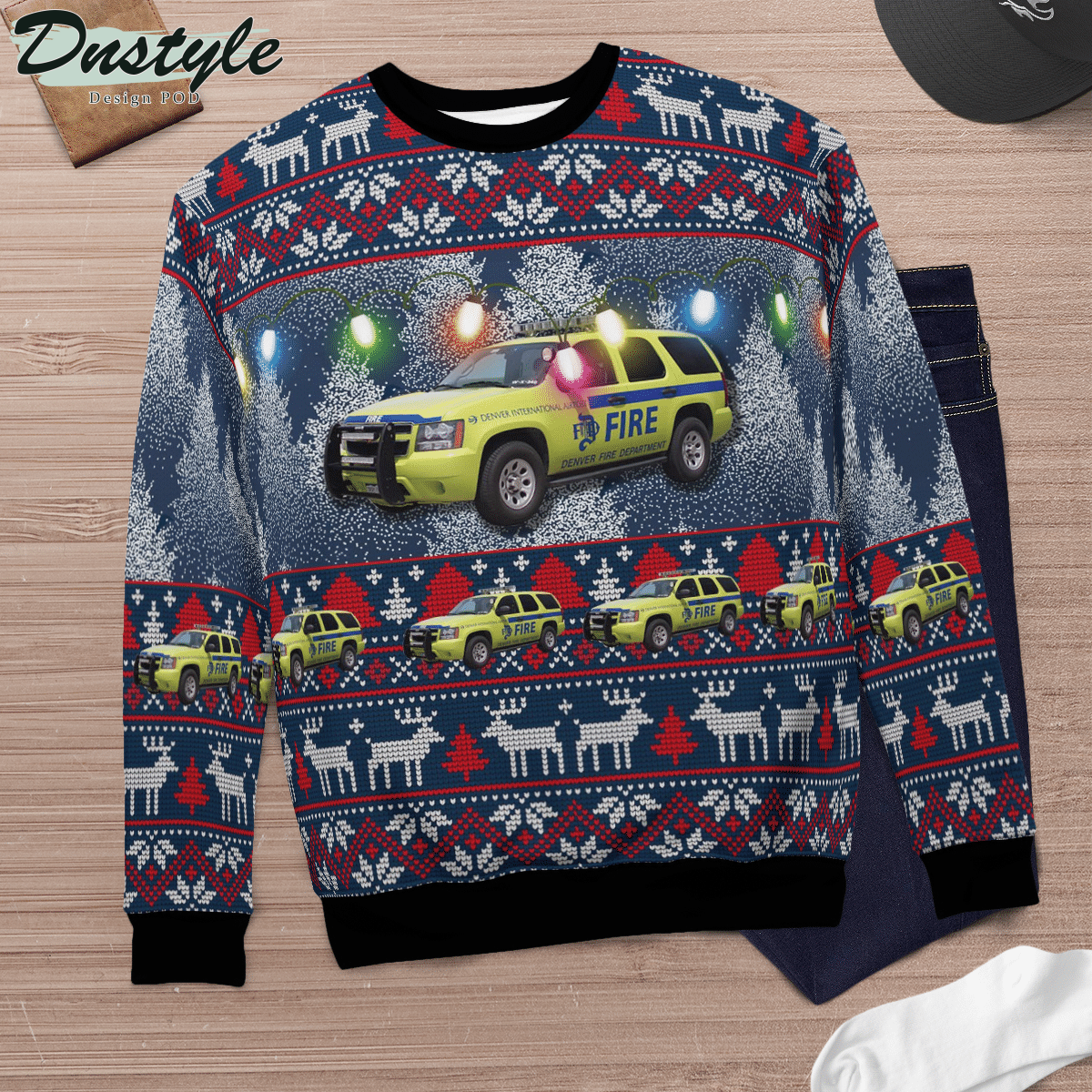 Aircraft Rescue and Firefighting Denver International Airport Ugly Christmas Sweater