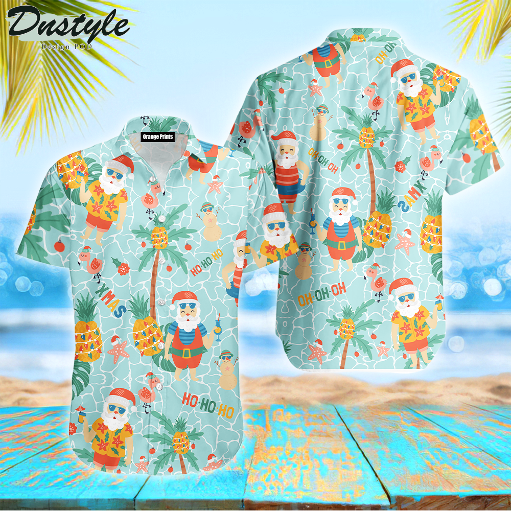 Santa Christmas Pineapple Tree Hawaiian Shirt