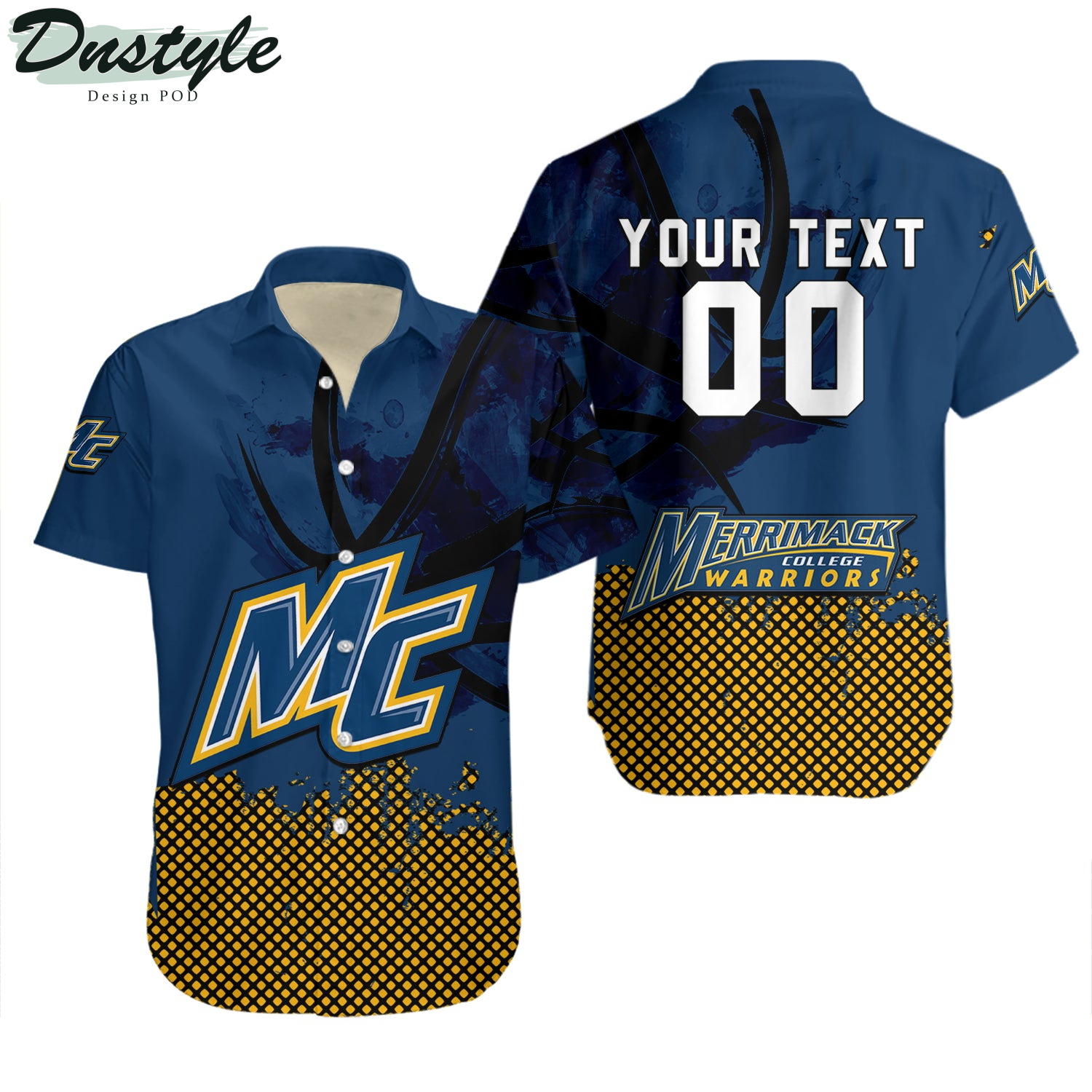 Merrimack Warriors Basketball Net Grunge Pattern Hawaii Shirt