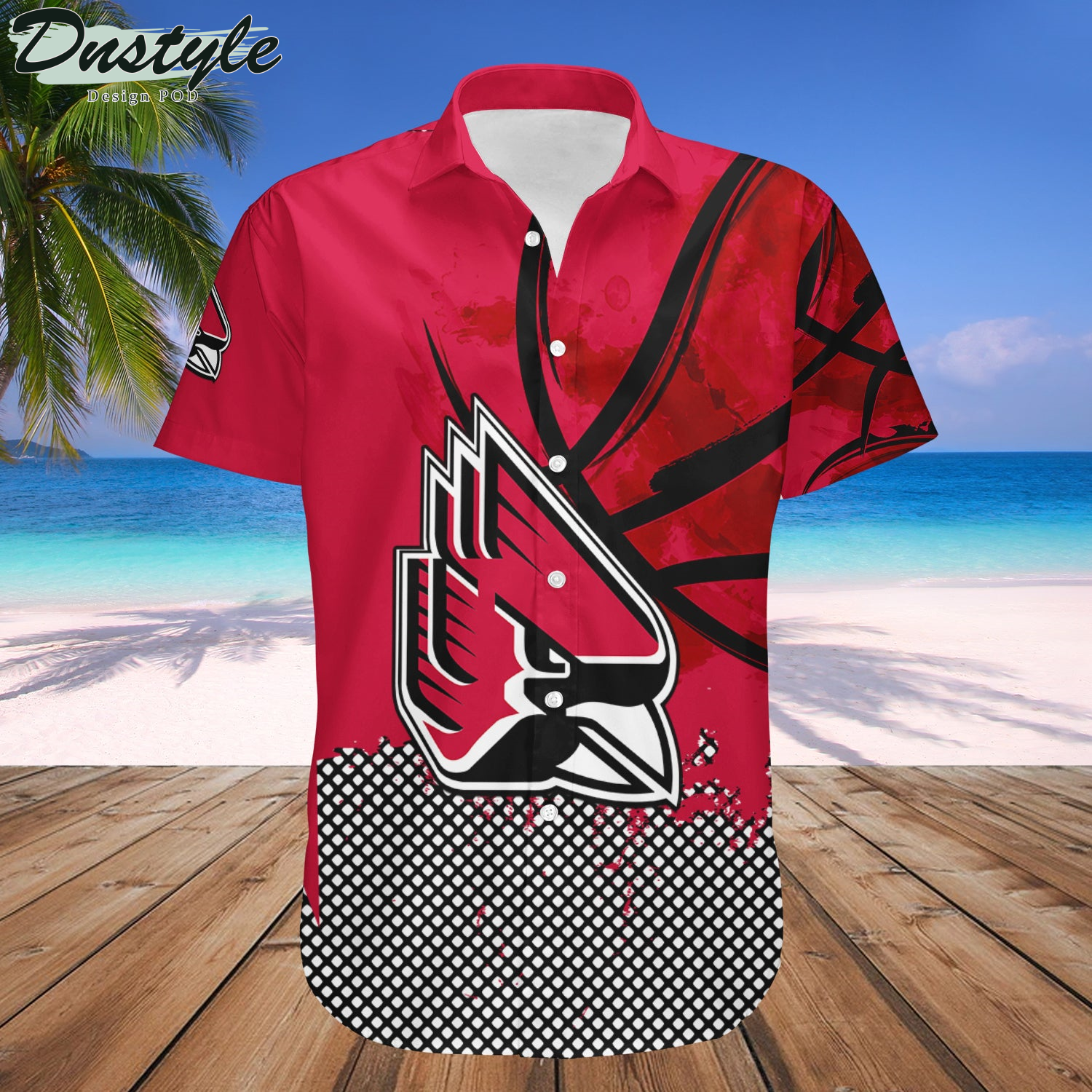 Ball State Cardinals Basketball Net Grunge Pattern Hawaii Shirt
