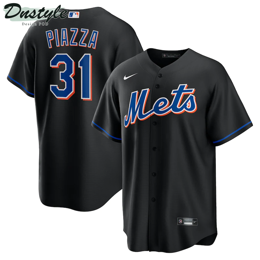 Men's New York Mets Mike Piazza Nike Black 2022 Alternate Replica Player Jersey