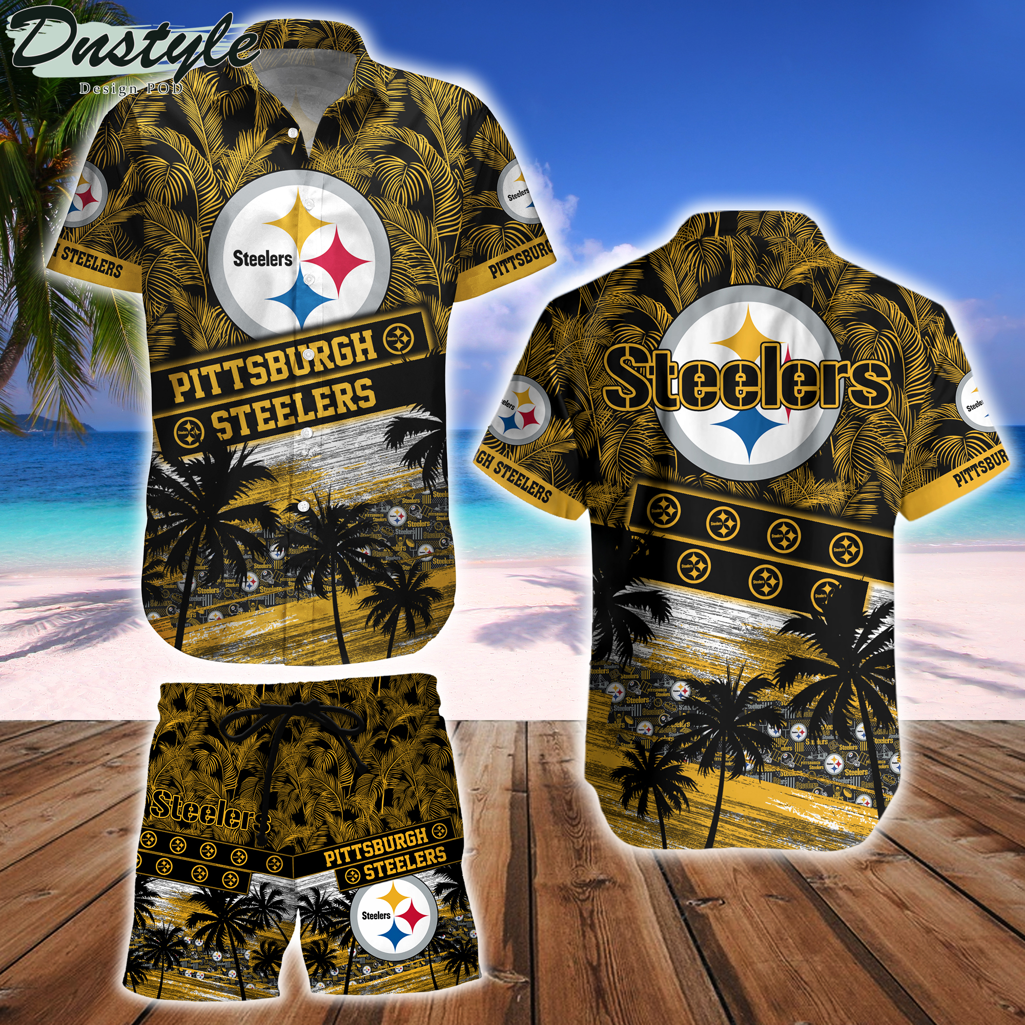 Pittsburgh Steelers Team NFL Hawaiian Shirt And Beach Short
