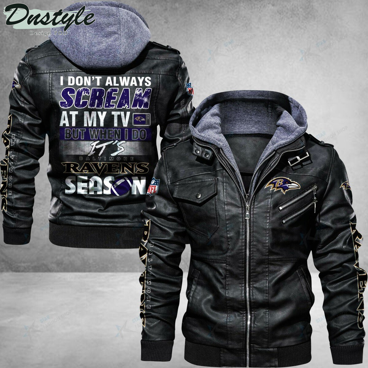 Baltimore Ravens I don't Always Scream At My TV Leather Jacket