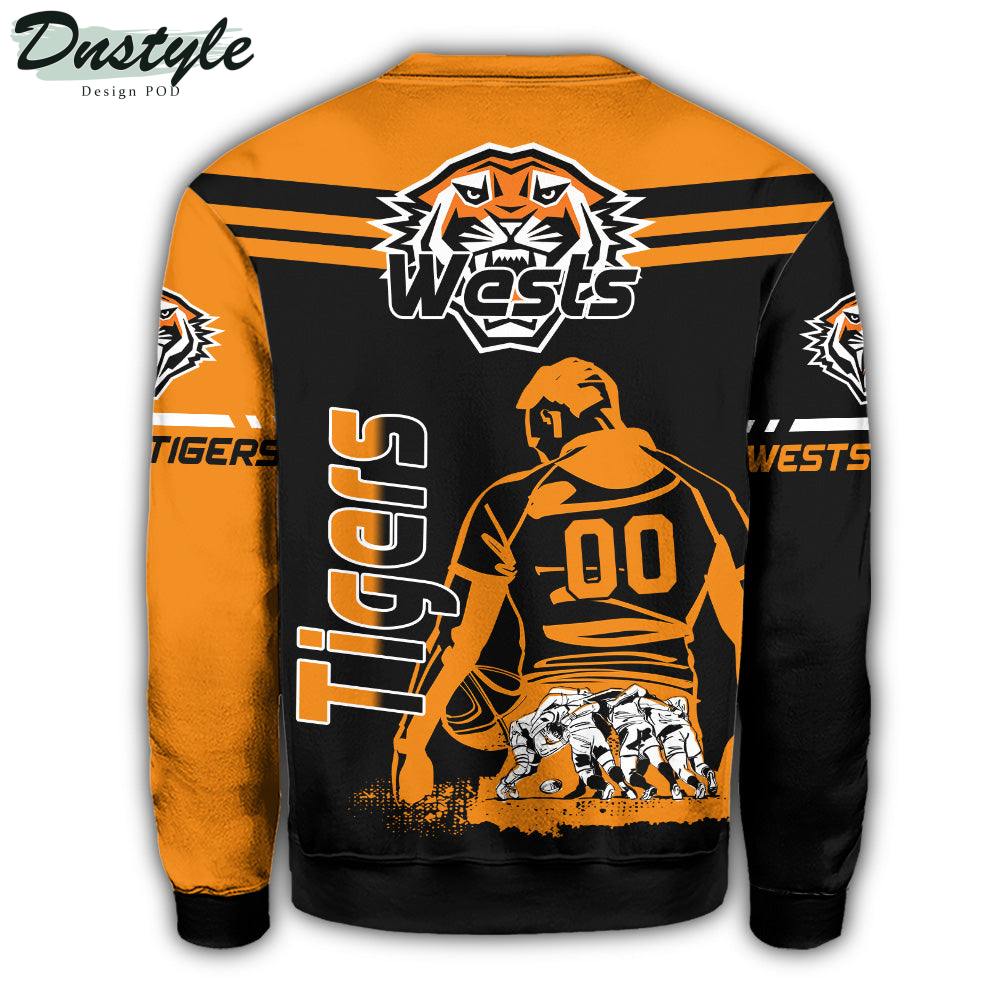 Wests Tigers Sweatshirt NRL Pentagon Style Personalized