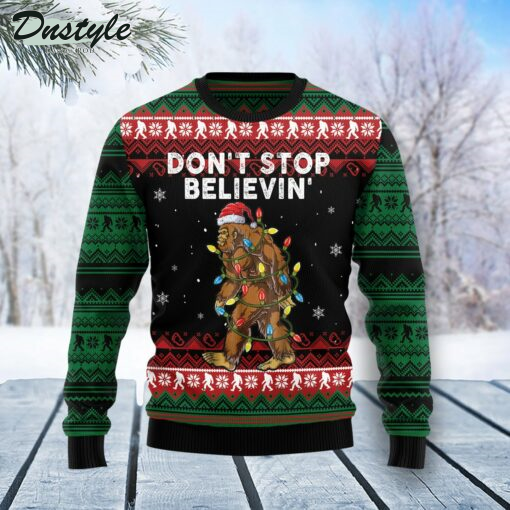Bigfoot Don't Stop Believing Ugly Christmas Sweater